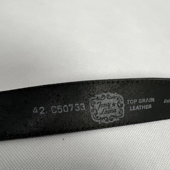 Tony Lama Layla Floral Full Grain Leather Black Belt Size 42 Made in USA C50733 main image 5